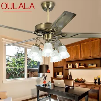 Классический потолочный вентилятор OULALA, Большая 52-дюймовая лампа с дистанционным управлением, Современный простой светодиодный светильник для домашней гостиной