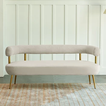 Коммерческий двуспальный диван из скандинавской простой ткани для маленькой семейной гостиной, магазин одежды Wanghong, Чрезвычайно простой повседневный диван-ягненок