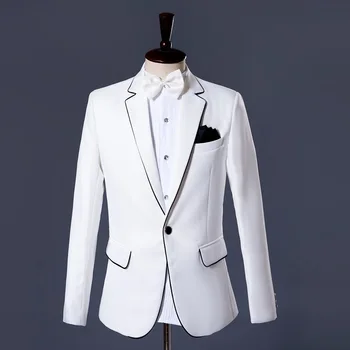 Комплект из 2 предметов, белые мужские демисезонные модные брюки для бутика, деловые повседневные длинные прямые брюки с эластичной резинкой на талии, костюм для официальных мероприятий