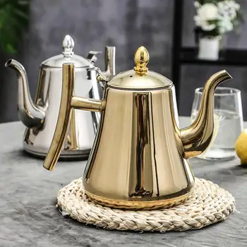 Кофейник Royal Tea из нержавеющей стали с ситечком для чая, Золотисто-серебряный чайник, Контейнер для напитков со съемным сетчатым фильтром