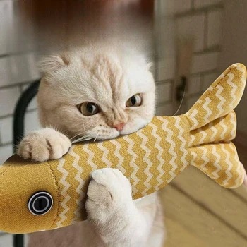 Кошачьи Игрушки Обучающие Развлекательные Рыбки Хлопчатобумажная Льняная Подушка С Кошачьей Мятой Flipper Fish Cat Toys