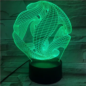 Креативная 3D светодиодная лампа Abstract Ball Illusion Светодиодная USB-лампа Touch RGB с 7 сменами цветов Настольная Ночная лампа Прикроватное украшение 587