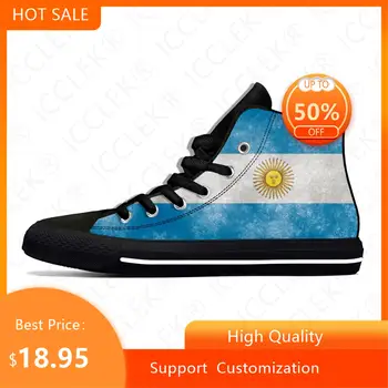 Кроссовки с высоким берцем под флагом Аргентины, Мужская Женская повседневная обувь для подростков, дышащие кроссовки с 3D-принтом, Легкая обувь на заказ