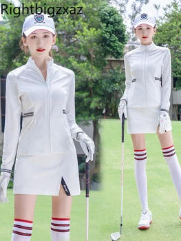 Куртка для гольфа, женская осенне-зимняя стрейчевая солнцезащитная куртка, Самосовершенствование, воротник-стойка, длинные рукава, спортивная куртка, одежда для гольфа