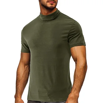 Летняя мужская футболка, леггинсы с высоким воротом, футболка с коротким рукавом внутри верха