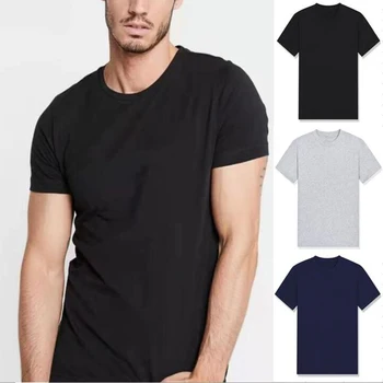 Летняя новая хлопчатобумажная мужская футболка с круглым вырезом и буквенным принтом с коротким рукавом