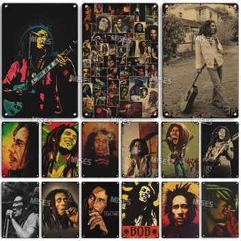 Металлическая табличка MISES Rusty Bob Marley Singer, Металлическая жестяная вывеска, Винтажный плакат, студия Man Cave, Домашняя Металлическая вывеска, Промышленный декор на стене