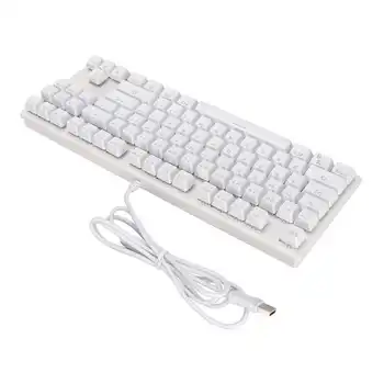 Механическая клавиатура 87 клавиш с RGB-подсветкой, 9 режимов освещения, Синий переключатель, эргономичный дизайн, игровая клавиатура Plug and Play
