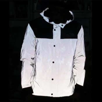 Модная брендовая Светоотражающая куртка с капюшоном, мужская ветровка Harajuku, Светоотражающая куртка 3 м, Мужская уличная одежда, Ночные блестящие куртки для пары