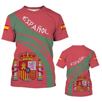 Модная мужская футболка с принтом флага Испании, мужская одежда, Летние топы с короткими рукавами, футболки, Уличная повседневная спортивная одежда, повседневная одежда