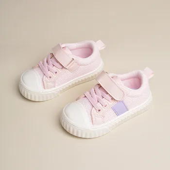 Модная спортивная обувь с мягкой подошвой для мальчиков и девочек, однотонная спортивная обувь с дышащей сеткой, весенняя новая детская обувь