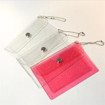 Модный 2-битный Прозрачный водонепроницаемый ПВХ чехол для визиток для женщин и девочек, визитница для мужчин, сумка для кредитных карт, мини-кошелек для удостоверения личности
