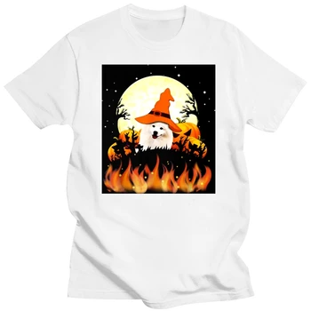 Мужская футболка Samoyed Witch на Хэллоуин, размер M-3Xl, графическая футболка