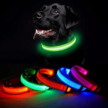 Мягкие флуоресцентные ошейники для домашних собак, перезаряжаемые через USB, ошейник для собак, ожерелье с ночником для маленьких и крупных собак, защитные ошейники для домашних животных Chien