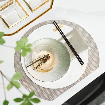 Новая китайская модель Набора посуды для комнаты Мягкое Оформление Простой обеденный стол Серо-Зеленая Керамическая тарелка