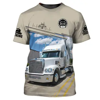 Новая модная мужская футболка с 3D принтом грузовика, уличный тренд, топы с короткими рукавами оверсайз, спортивная одежда на открытом воздухе, повседневные футболки с круглым вырезом