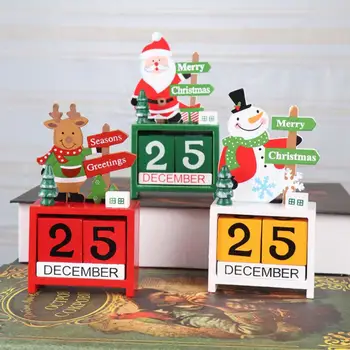 Новогодний Календарь, Рождественский Адвент-Календарь, Деревянные Расписные Календари Санта-Клауса, Рождественские Украшения, Календарь обратного отсчета Рождества