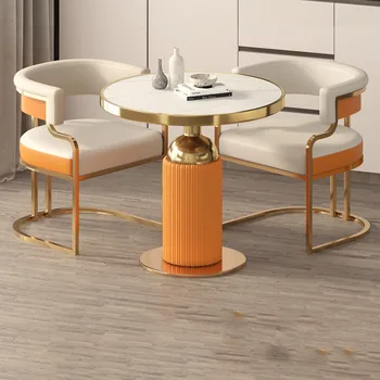 Обеденные стулья с золотыми ножками, Роскошные Кожаные кресла с подлокотниками, Дизайнерская Эргономичная мебель для гостиной Silla Comedor Home Furnitures