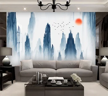 обои wellyu на заказ, 3D ландшафтная карта ручной росписи, светло-серый китайский фон для телевизора, обои для гостиной