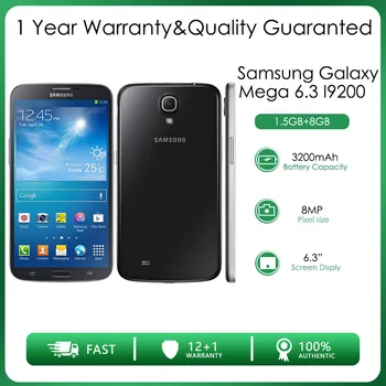 Оригинальный Разблокированный Samsung Galaxy Mega 6.3 I9200 Двухъядерный 1,5 ГБ ОЗУ 8 ГБ ПЗУ 8МП 6,3 