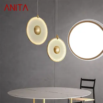 Подвесной светильник ANITA Nordic, Современная Круглая светодиодная лампа, Креативное Дизайнерское Украшение для Гостиной, столовой, Спальни