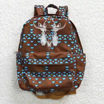 Последнее обновление RTS, изготовленный на заказ геометрический принт, прочные коричневые сумки для девочек, Стильные детские рюкзаки в западном стиле