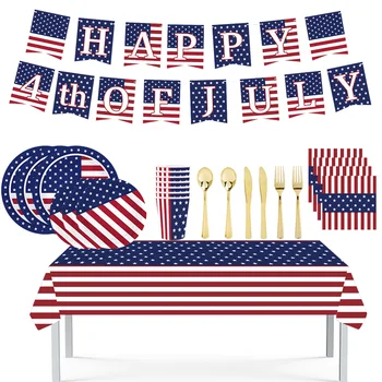 Принадлежности для вечеринки в честь Дня Независимости США 4 июля Декор в честь Дня Независимости США Набор одноразовой посуды в честь Дня Независимости США
