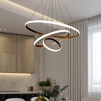 Простая современная светодиодная подвесная люстра с регулируемым потолочным освещением высокой яркости, декоративное украшение для гостиной, столовой, спальни