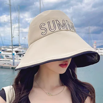 Пустая хлопчатобумажная рыбацкая шляпа с вышивкой буквами для женщин, уличная рыболовная кепка, повседневная панама, кепка-ведро, женская солнцезащитная кепка от солнца