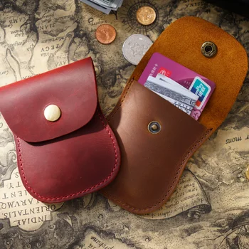 Ретро-портмоне ручной работы из натуральной кожи в стиле ретро, держатель для кредитных карт из воловьей кожи, ретро-кошелек для денег, мини-сумка для хранения для мужчин и женщин