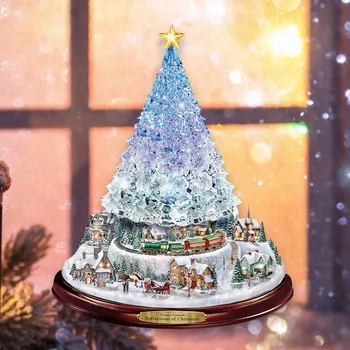 Рождественская елка, вращающаяся скульптура, украшения для поезда, наклейки для окон, Пегатины, рождественские украшения для дома