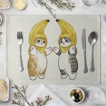 Салфетка для обеденного стола С милым котом, мультяшным животным, подставка для посуды с креативным принтом, термостойкие Кухонные Столовые принадлежности, Горячая подставка