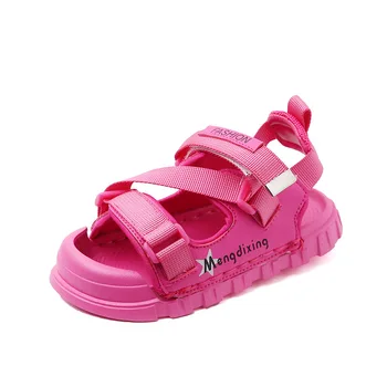 Сандалии для девочек, детская обувь из искусственной кожи, Лето 2023, Пляжные сандалии для больших детей на мягкой подошве, полые модные сандалии принцессы
