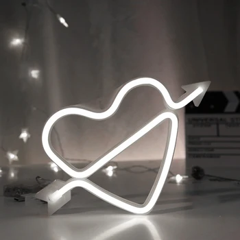 Светодиодная неоновая лампа со стрелкой в форме сердца, Красочный неоновый свет, Подвесной ночник, настенная лампочка, Вывеска Love Handmade Custom Lamp
