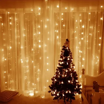 светодиодная сосулька светодиодный занавес сказочный струнный свет fairy light 3* 3 300 светодиодный рождественский свет для свадьбы home garden party decor