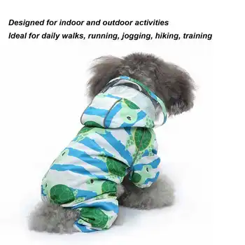 Светоотражающий дождевик для щенков с морским рисунком, Легкий Дышащий Водонепроницаемый Дождевик с капюшоном для домашних животных