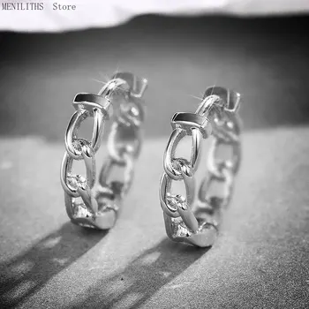 Серьги-кольца золотисто-серебряного цвета для женщин, женские серьги-кольца в форме звеньев цепи в стиле OL, Носимые женские серьги, эффектные украшения