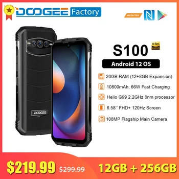 Смартфон DOOGEE S100 10800 мАч 12 ГБ 256 ГБ Android 12 6 нм Восьмиядерный Мобильный Телефон 66 Вт Быстрая Зарядка 108 Мп Прочный Мобильный телефон