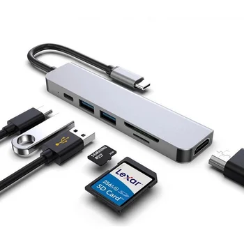 Совместимый с Type C до 4K HDMI USB C 3.0 2.0 Док-станция Адаптер для чтения карт SD TF для MacBook Samsung S21 S22 Dex Xiaomi 10 HDTV