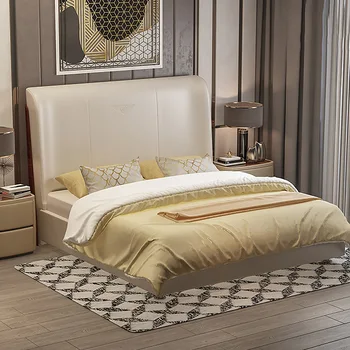 Современная светлая роскошная кровать Napa luxury villa большая двуспальная кровать в главной спальне свадебная кровать итальянская кровать с высокой спинкой