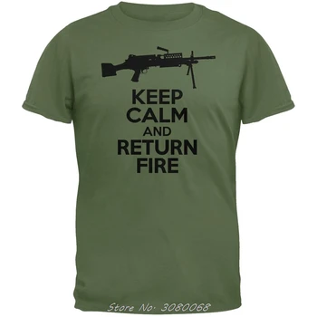 Сохраняйте спокойствие и открывайте ответный огонь, мужская футболка SAW Military Green для взрослых, Летняя хлопчатобумажная рубашка с коротким рукавом, крутые футболки, топы, уличная одежда