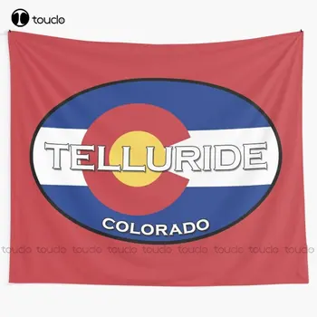 Теллурид, Колорадо!  Дизайн государственного флага! Гобелен, гобелен, большое одеяло, гобелен, покрывало для спальни, настенное покрытие