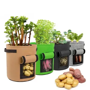 Тканевые мешки для выращивания картофеля, Утолщенный Войлочный горшок для выращивания растений с открывающимся дизайном, Плантатор для помидоров, клубники, Моркови, овощей