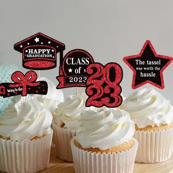 Топпер для кексов 1 Комплект Привлекательных элементов для выпускного вечера С прозрачным принтом в сезоне выпускных 2023 года, Топпер для кексов для вечеринок