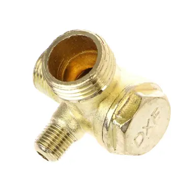 Трехходовой металлический обратный клапан воздушного компрессора с наружной резьбой золотистого цвета