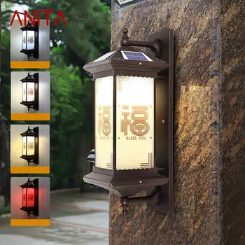 Уличный Солнечный настенный светильник ANITA Креативный Китайский светильник-бра LED Водонепроницаемый IP65 для дома Виллы Балкона Внутреннего двора