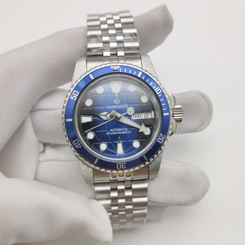 Часы PAPNSRPE 39,5 мм мужские автоматические механические часы с градиентным синим циферблатом механизм NH36 зеркальный водонепроницаемый винт из нержавеющей стали
