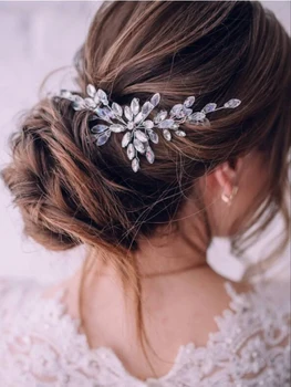Элегантный Серебряный свадебный аксессуар для волос, повязка на голову со стразами, женские украшения для волос в виде цветов, Свадебные Аксессуары для волос