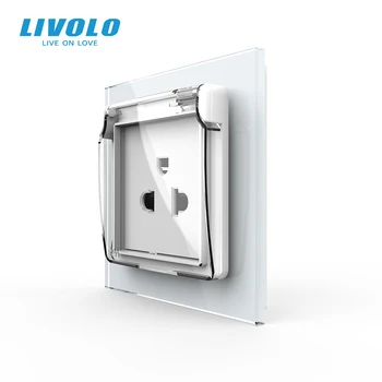 Электрическая розетка Livolo Power с водонепроницаемой крышкой 110 ~ 250 В 16A, панель из хрустального стекла, настенная розетка