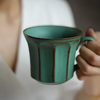 Японская Керамическая Кофейная Кружка в стиле ретро, Простая Офисная Послеобеденная Чайная чашка, Креативная Грубая Керамика, Чашка для молока на завтрак, Посуда для напитков В подарок